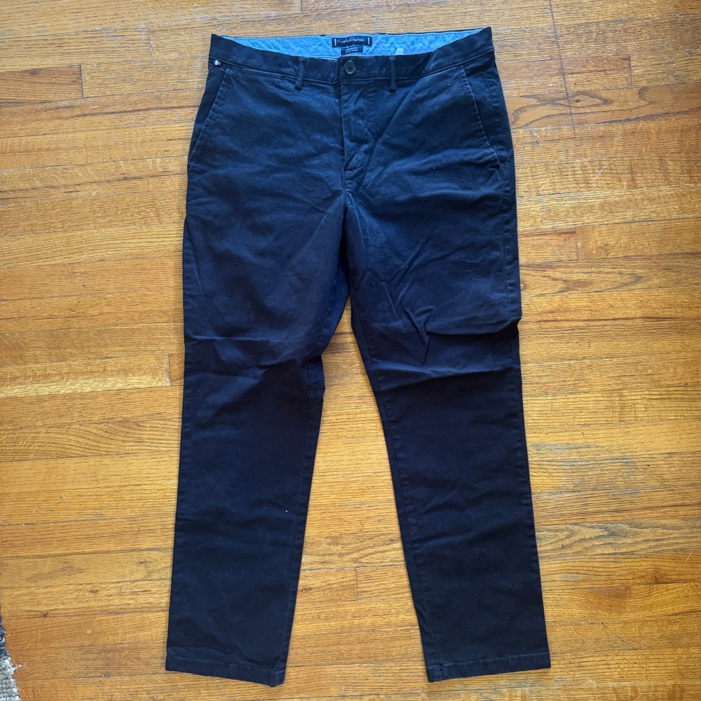 Tommy Hilfiger Mens Straight Fit Chinos Pants Black Size 32x30